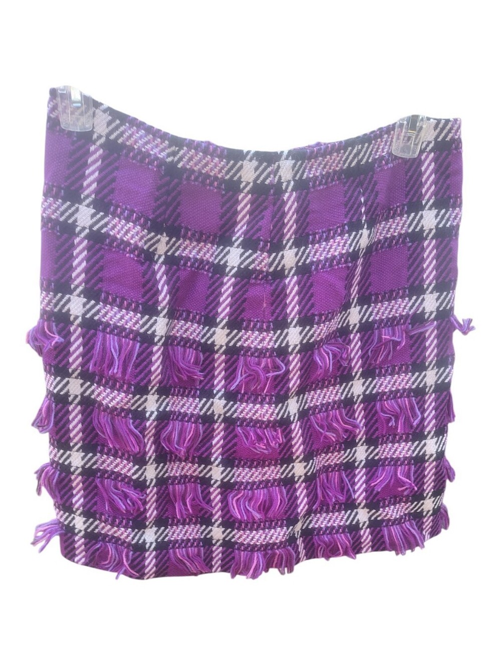 Purple Plaid Fringe Women's Fashion Skirt Med